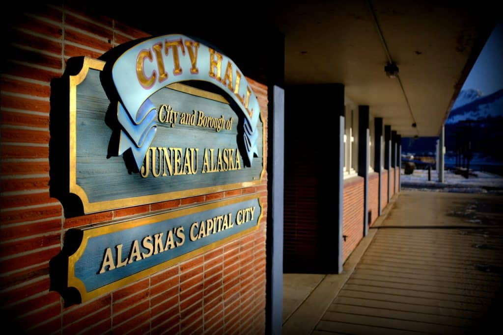 The Juneau, Alaska City Hall sign